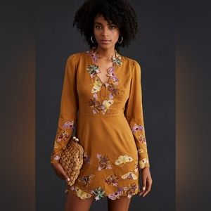 Maeve Butterfly Embroidered Novelty Mini Dress; Size 12